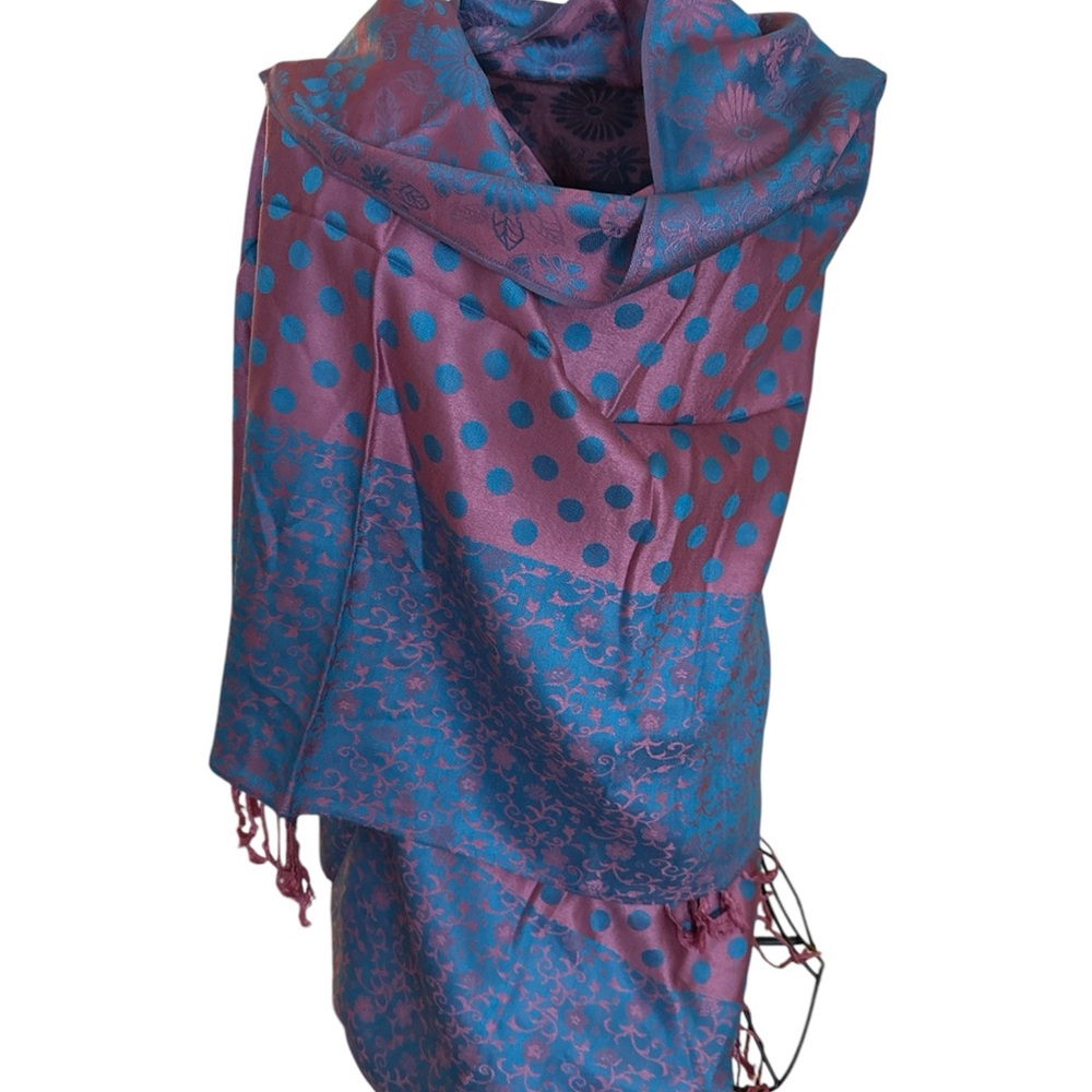 Elegant Polka Dot and Floral Scarf